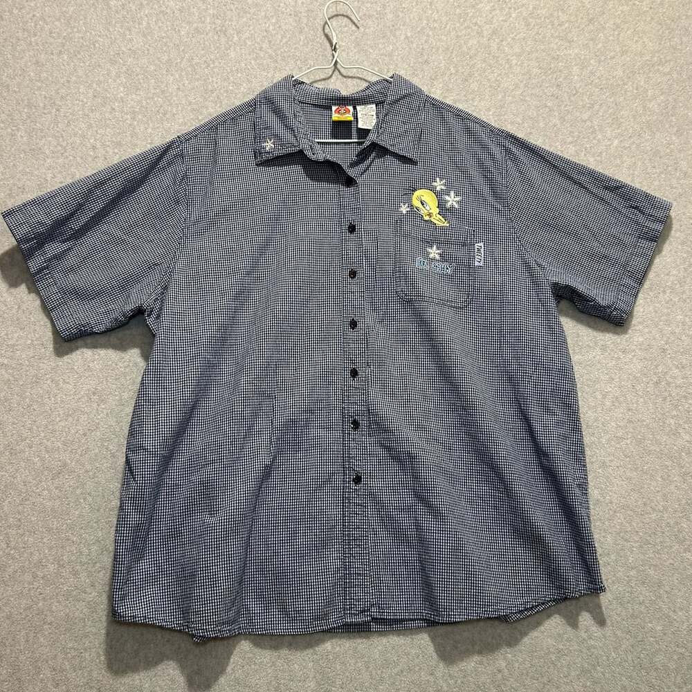 Looney Tunes Women’s Tweety Bird Embroidered Gingham Button Up Size 22W/24W